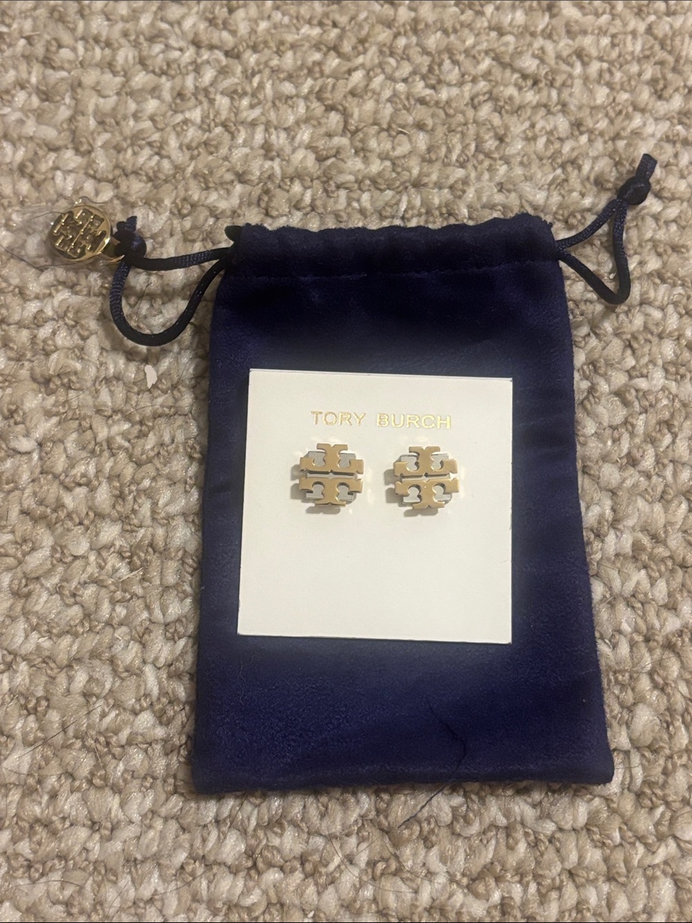 Tory Burch Large T Logo Stud Earrings - Tory Silver & Gold - Picture 2 of 4